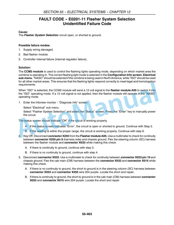 New Holland CX Series Repair Manual 87360008-5