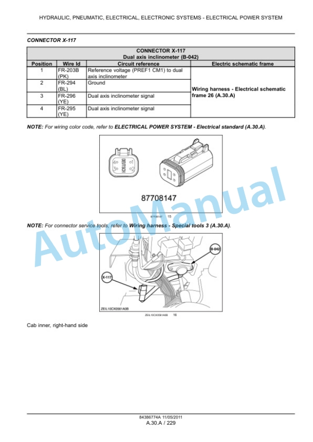 New Holland CX5000, CX6000 Series Combine Service Manual 84386774A-2