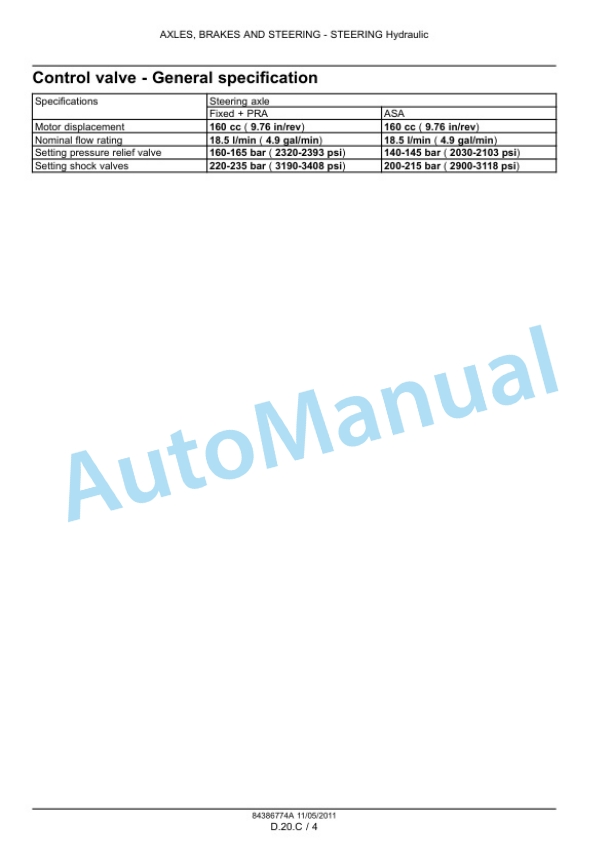 New Holland CX5000, CX6000 Series Combine Service Manual 84386774A-4