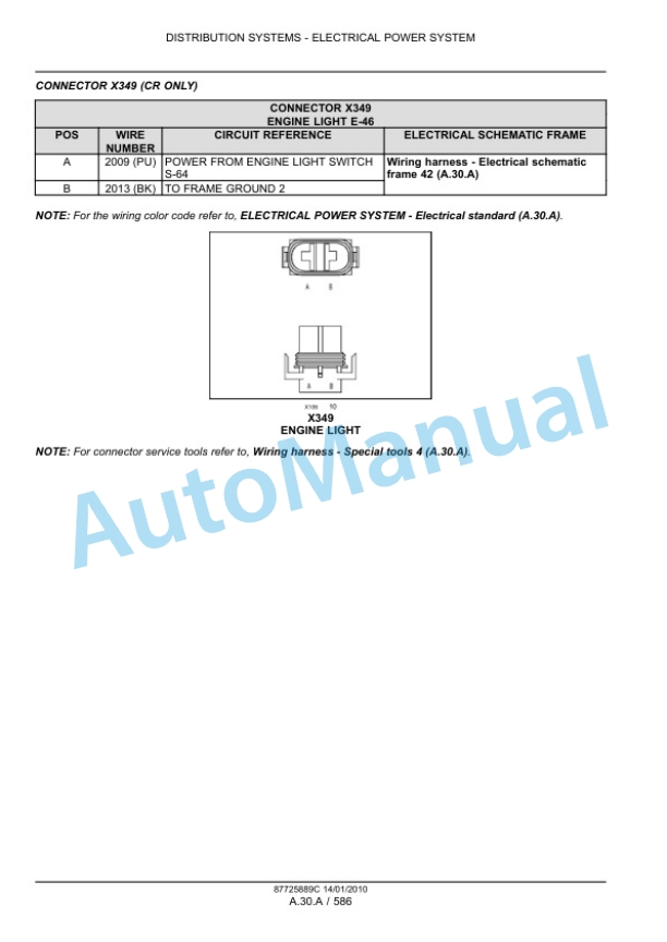New Holland CX8030 - CR9090 Elevation Combine Service Manual 87725889C-2