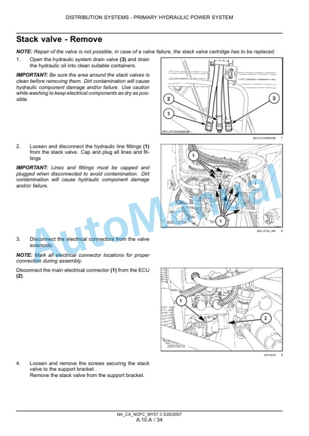 New Holland CX8070, CX8080, CX8090 Combine Repair Manual 87690998-3