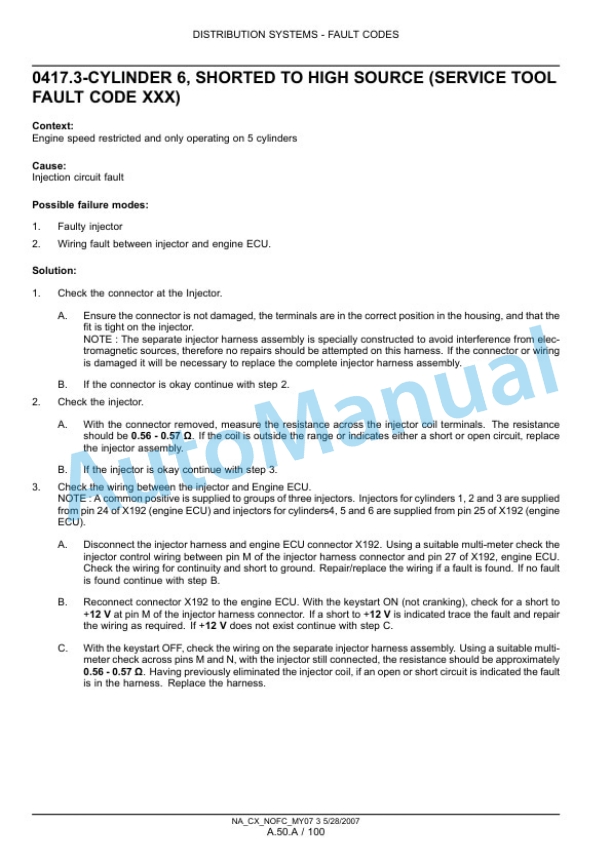 New Holland CX8070, CX8080, CX8090 Combine Repair Manual 87691002-3