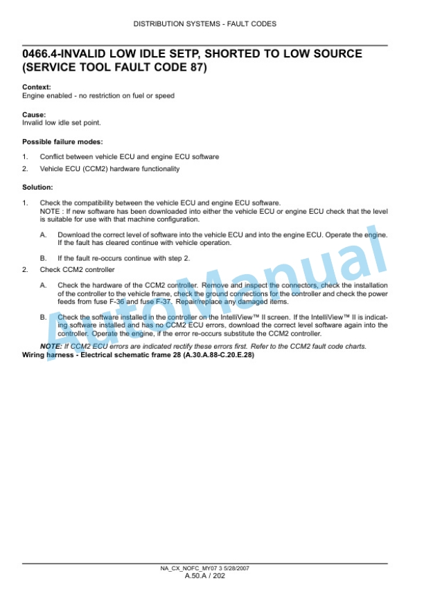 New Holland CX8070, CX8080, CX8090 Combine Repair Manual 87691002-5