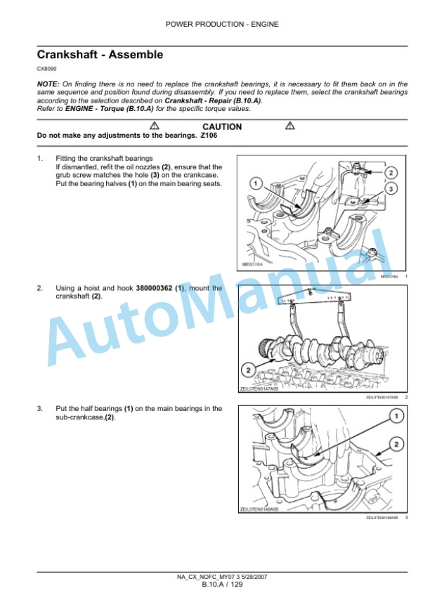 New Holland CX8070, CX8080, CX8090 Combine Repair Manual 87691006-3