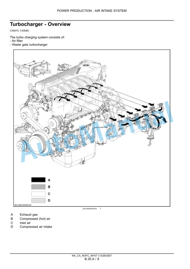 New Holland CX8070, CX8080, CX8090 Combine Repair Manual 87691006-5