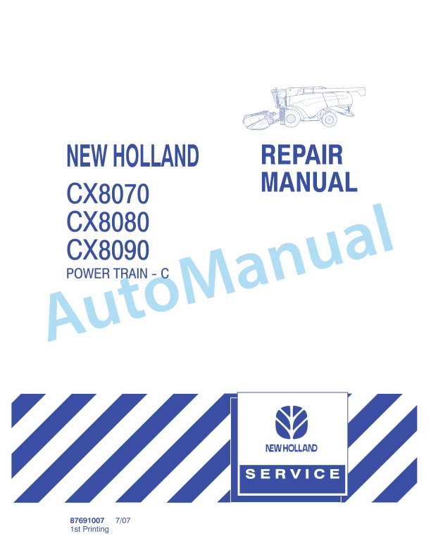 New Holland CX8070, CX8080, CX8090 Combine Repair Manual 87691007