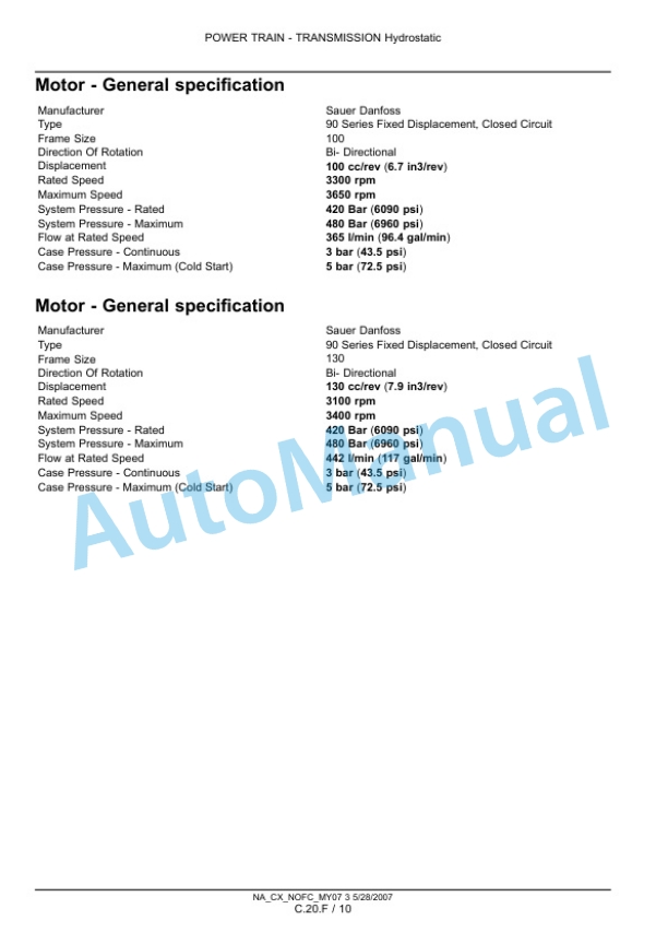 New Holland CX8070, CX8080, CX8090 Combine Repair Manual 87691007-3