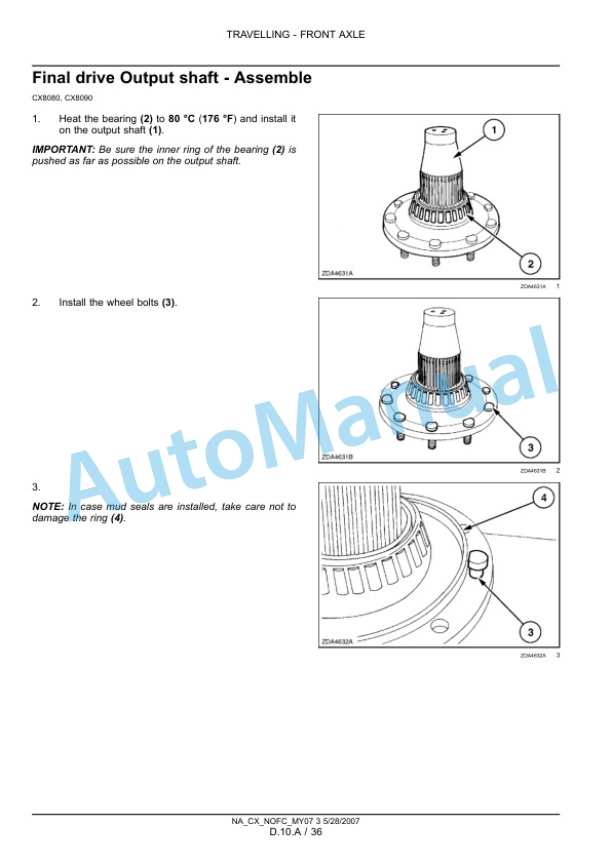 New Holland CX8070, CX8080, CX8090 Combine Repair Manual 87691008-2