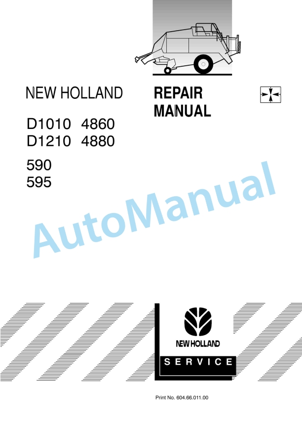 New Holland D1010, 4860, D1210, 4880, 590, 595 Repair Manual 6046601100