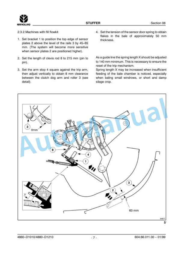 New Holland D1010, 4860, D1210, 4880, 590, 595 Repair Manual 6046601100-3