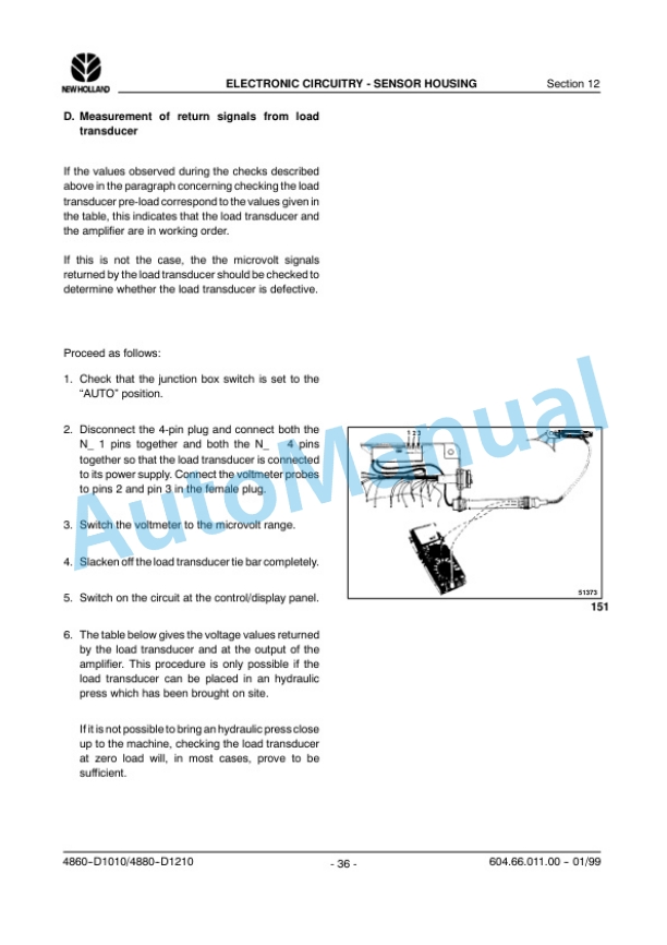 New Holland D1010, 4860, D1210, 4880, 590, 595 Repair Manual 6046601100-5