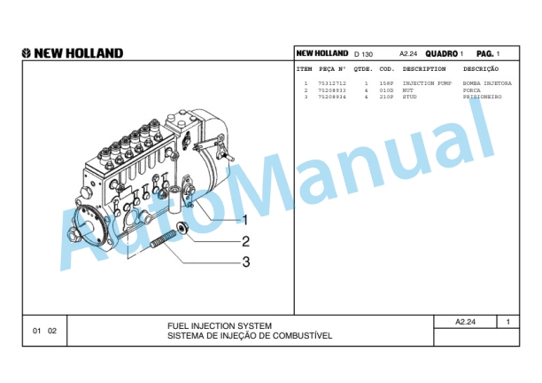 New Holland D130 Crawler Tractor Parts Catalogue 75314372 BR-2