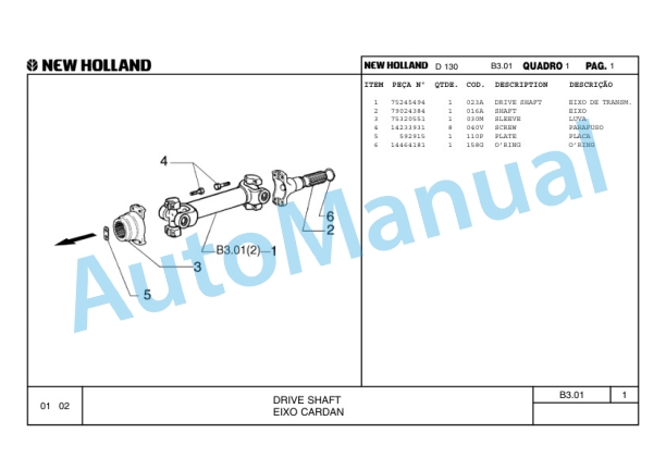 New Holland D130 Crawler Tractor Parts Catalogue 75314372 BR-3