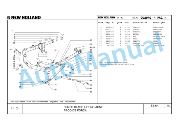 New Holland D130 Crawler Tractor Parts Catalogue 75314372 BR-4