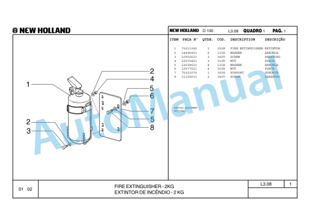 New Holland D130 Crawler Tractor Parts Catalogue 75314372 BR-5