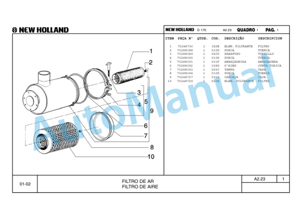 New Holland D170 Crawler Tractor Parts Catalogue 75314378 BR-2