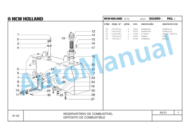 New Holland D170 Crawler Tractor Parts Catalogue 75314467 BR-2