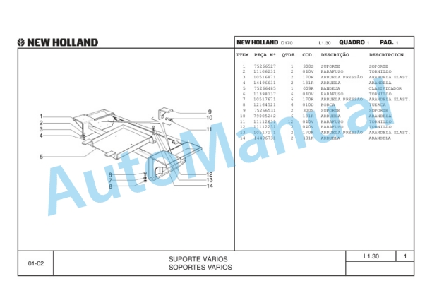 New Holland D170 Crawler Tractor Parts Catalogue 75314467 BR-5