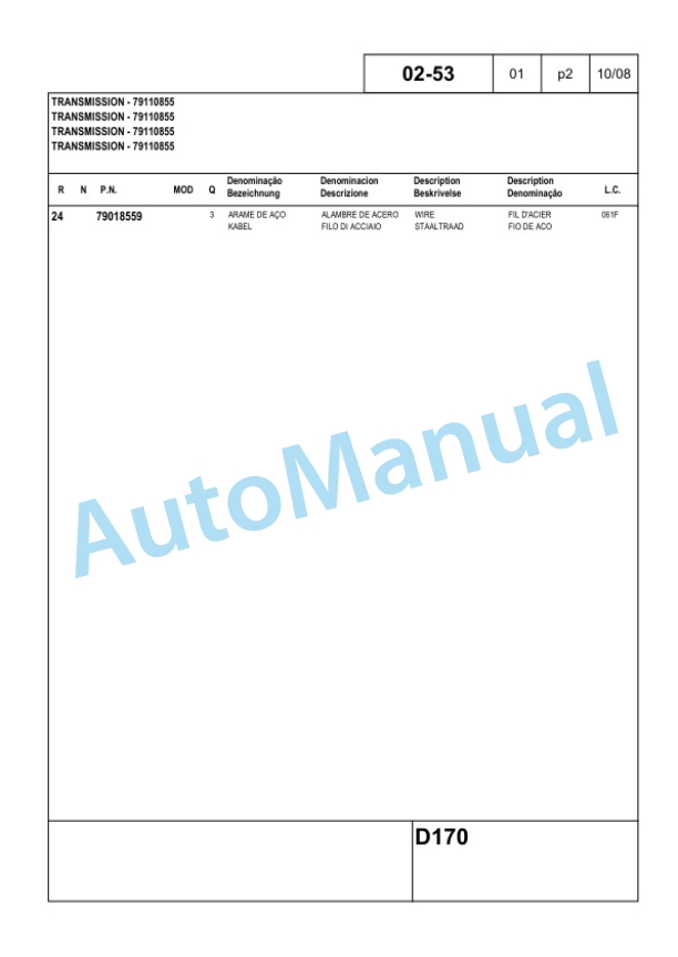 New Holland D170 Crawler Tractor Parts Catalogue 84224843 BR-3