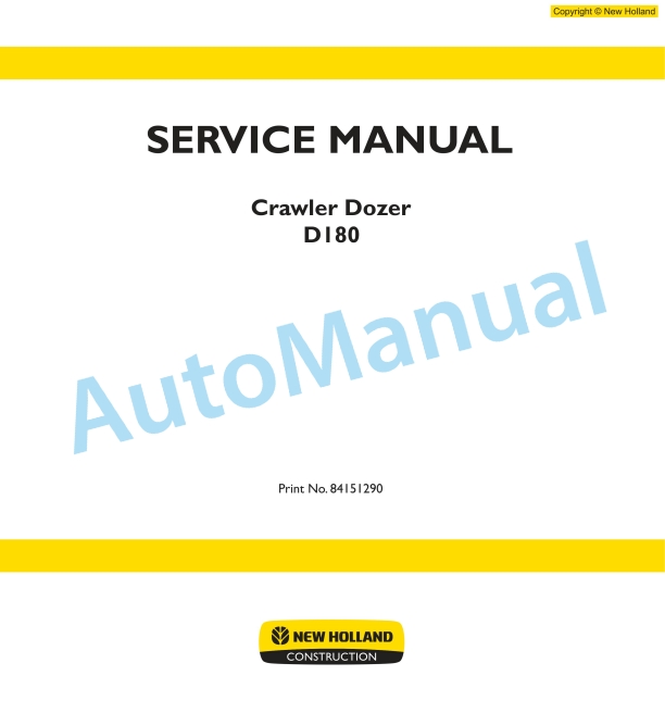 New Holland D180 Crawler Dozer Service Manual 84151290