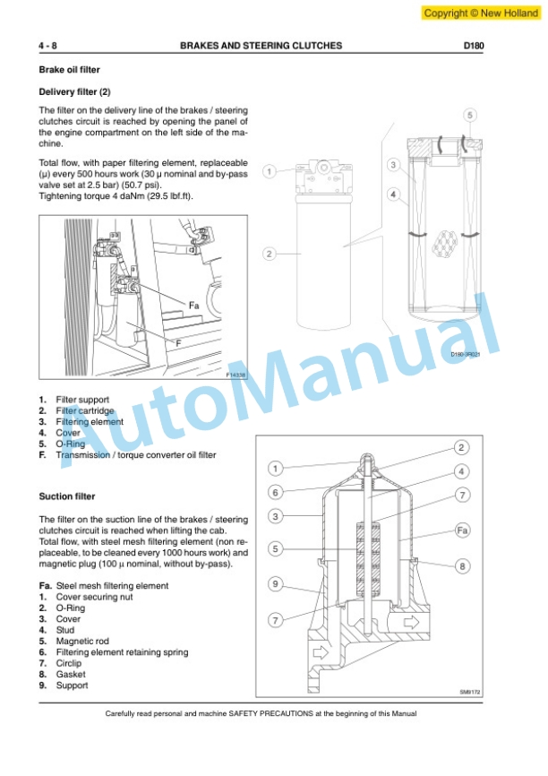 New Holland D180 Crawler Dozer Service Manual 84151290-3