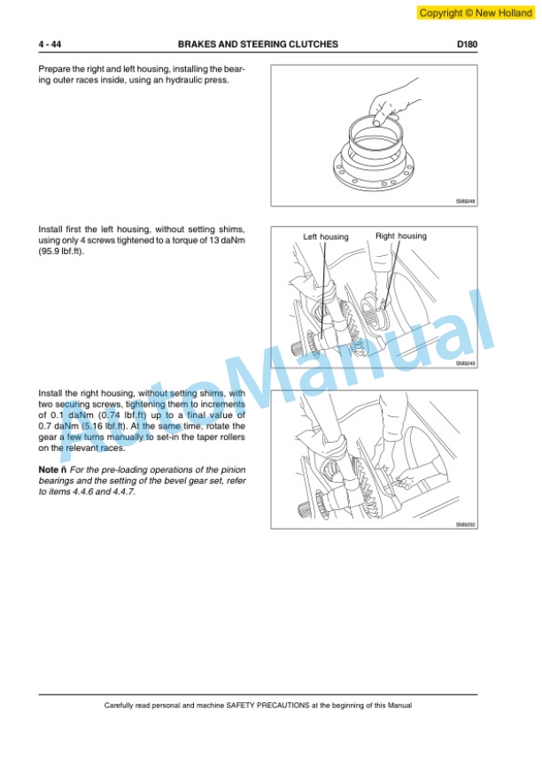 New Holland D180 Crawler Dozer Service Manual 84151290-4