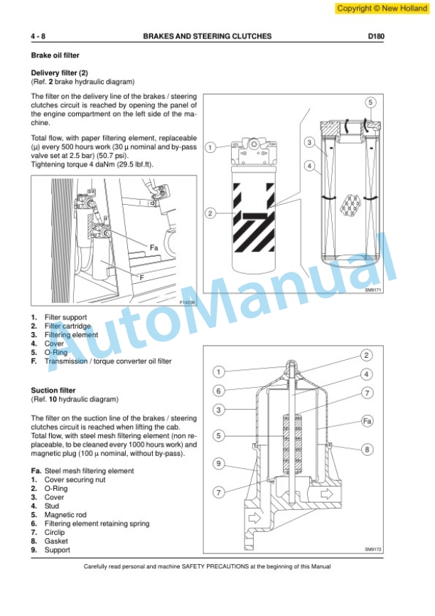 New Holland D180 Crawler Dozer Workshop Manual 6041352200EN-3