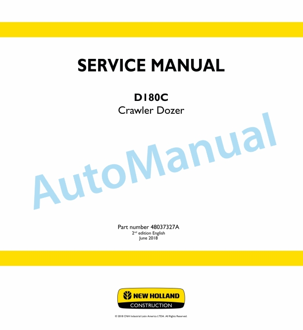 New Holland D180C Crawler Dozer Service Manual 48037327A