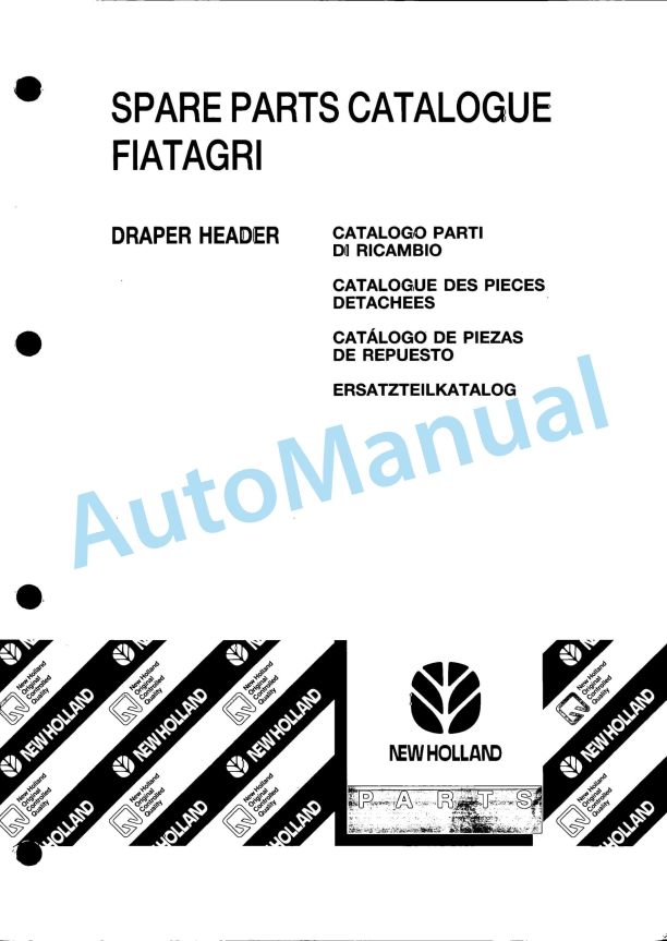 New Holland Draper Header Parts Catalogue 6047103500
