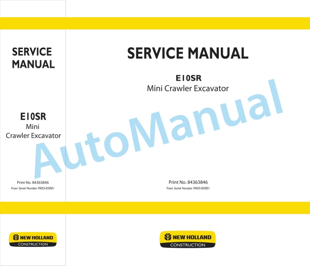 New Holland E10SR Mini Crawler Excavator Service Manual 84363846