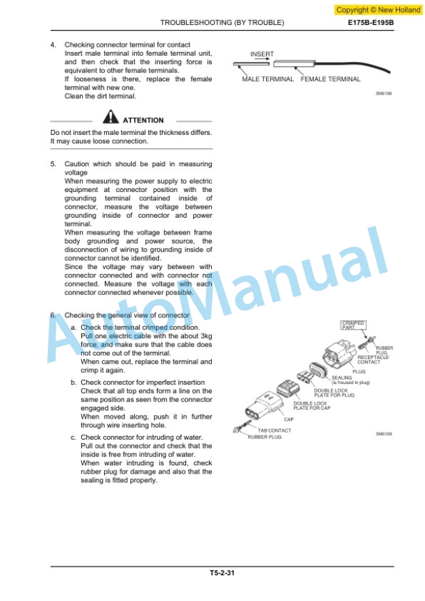 New Holland E175B, E195B ROPS Tier III Crawler Excavator Workshop Manual 87690582A-4
