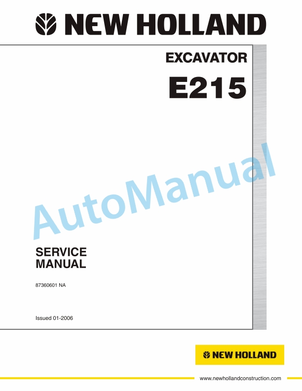 New Holland E215 Excavator Service Manual 87360601NA