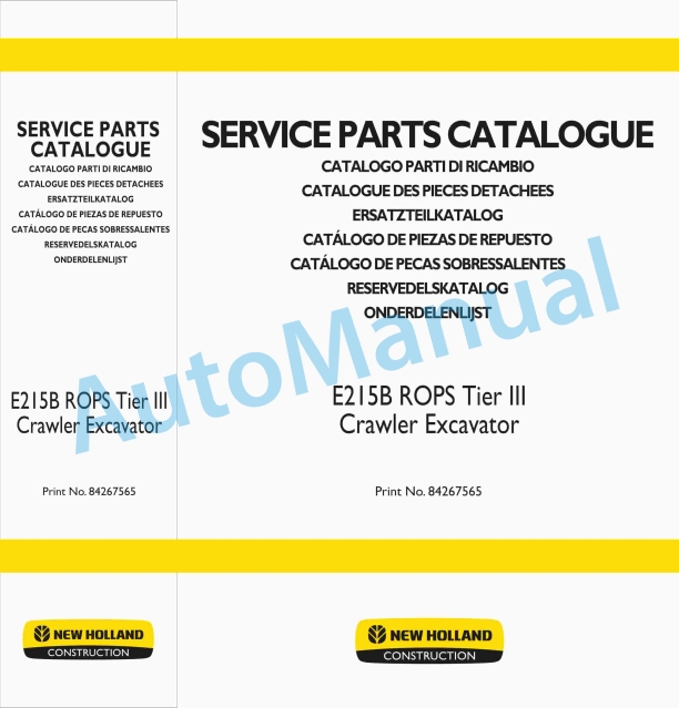 New Holland E215B ROPS Tier III Crawler Excavator Service Manual 84267565