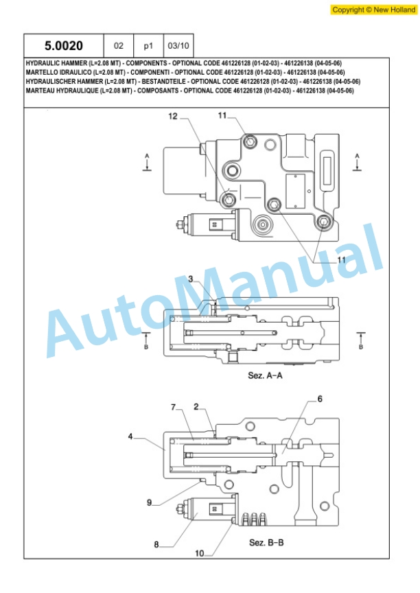 New Holland E215B ROPS Tier III Crawler Excavator Service Manual 84267565-4