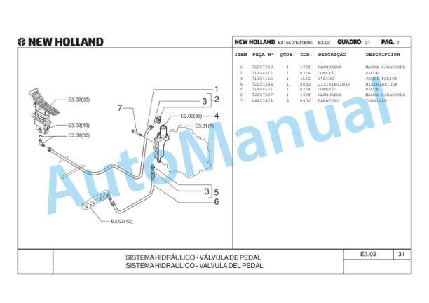 New Holland E215LC, E215ME Hydraulic Excavator Parts Catalogue 75314337 BR-3