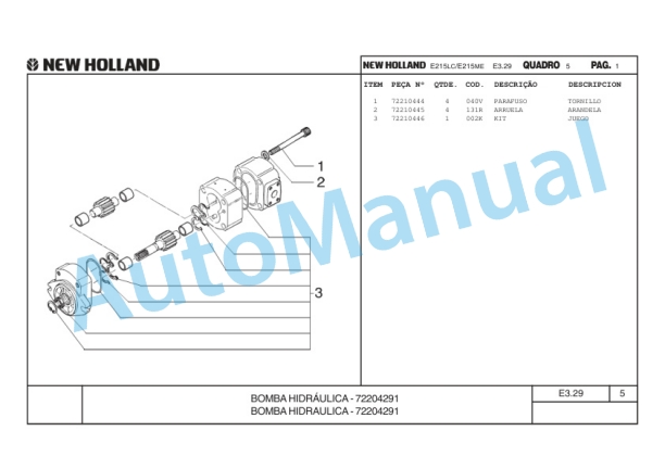 New Holland E215LC, E215ME Hydraulic Excavator Parts Catalogue 75314337 BR-4