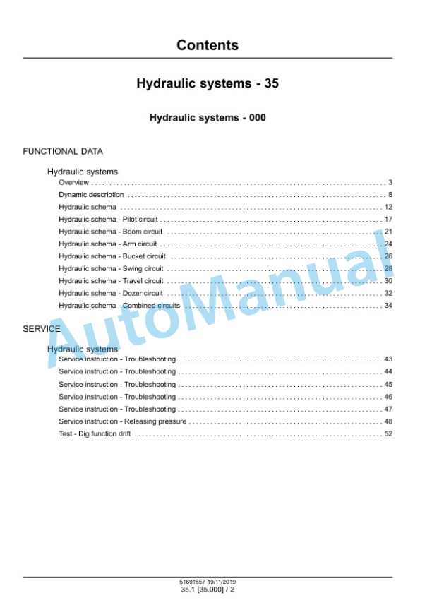 Alternative view of New Holland E33C Mini Excavator Service Manual 51691657