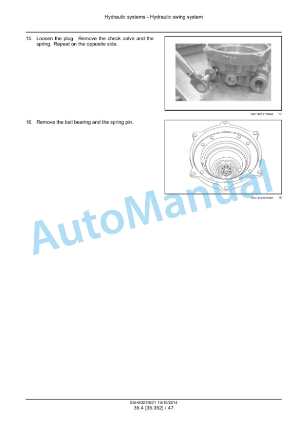 Alternative view of New Holland E35B Tier 4B Final Compact Hydraulic Excavator Service Manual S5HX0011E01