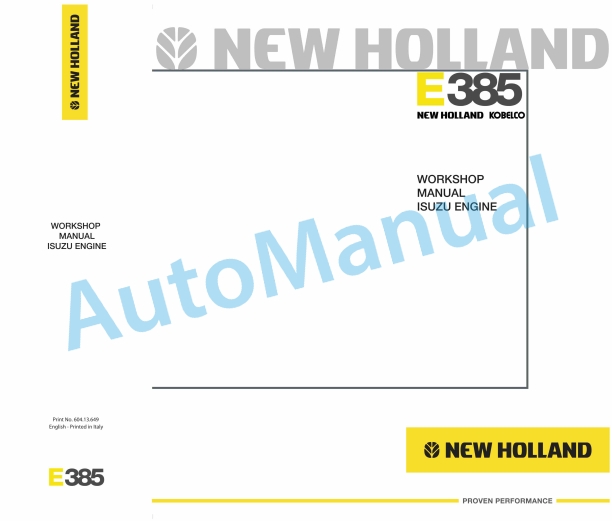 New Holland E385 Isuzu Engine Workshop Manual 60413649
