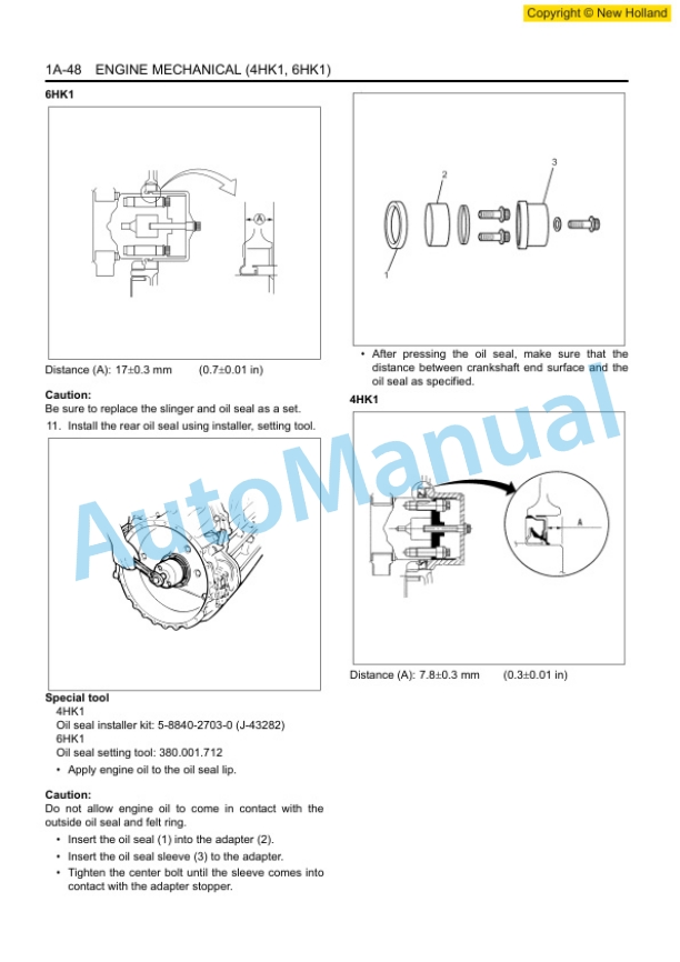 Alternative view of New Holland E385 Isuzu Engine Workshop Manual 60413649