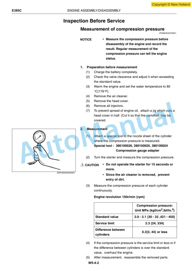New Holland E385C Hino Diesel Engine J08E-TM Service Manual 47391168A-2