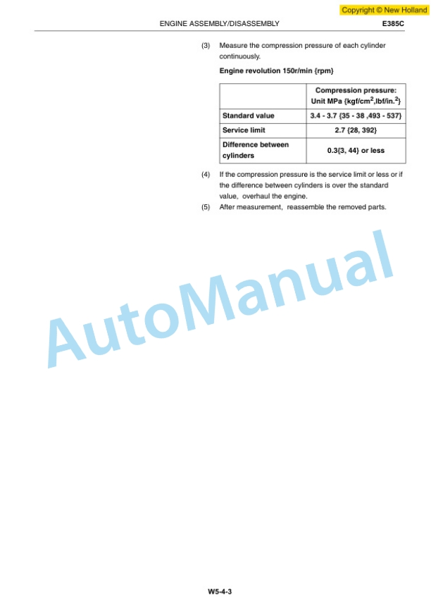 New Holland E385C Hino Diesel Engine J08E-UN Service Manual 47391166A-2