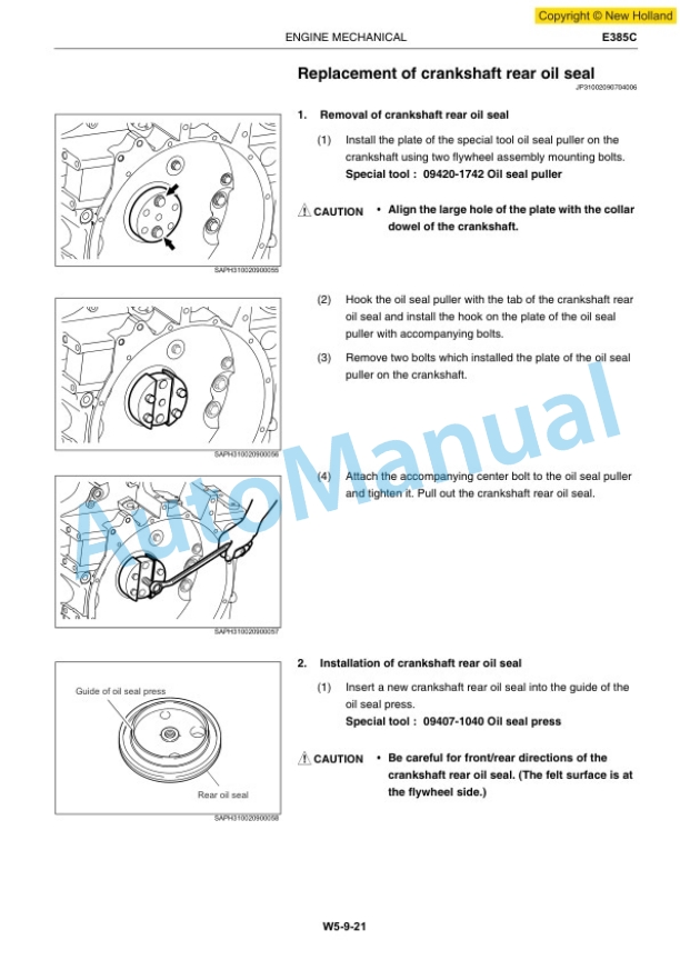New Holland E385C Hino Diesel Engine J08E-UN Service Manual 47391166A-3
