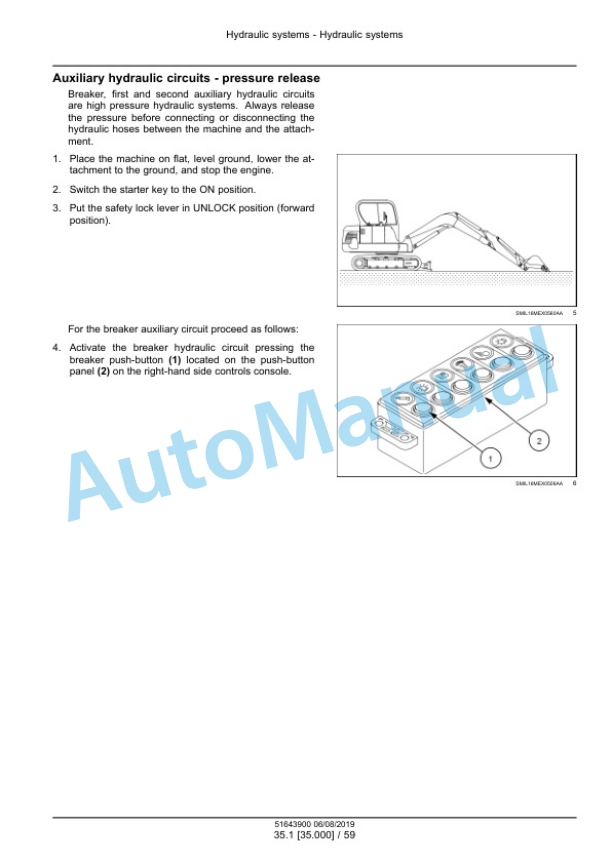Alternative view of New Holland E57C Mini Excavator Service Manual 51643900