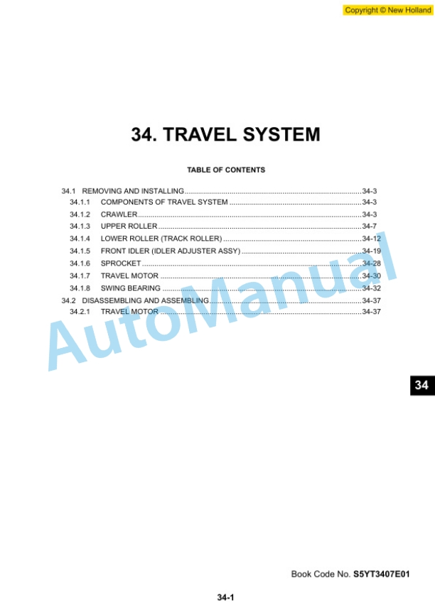 New Holland E70BSR Excavator Service Manual 87474048A-4