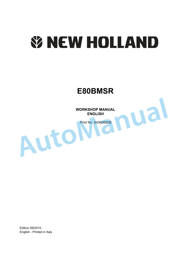 New Holland E80BMSR Workshop Manual 84365680B
