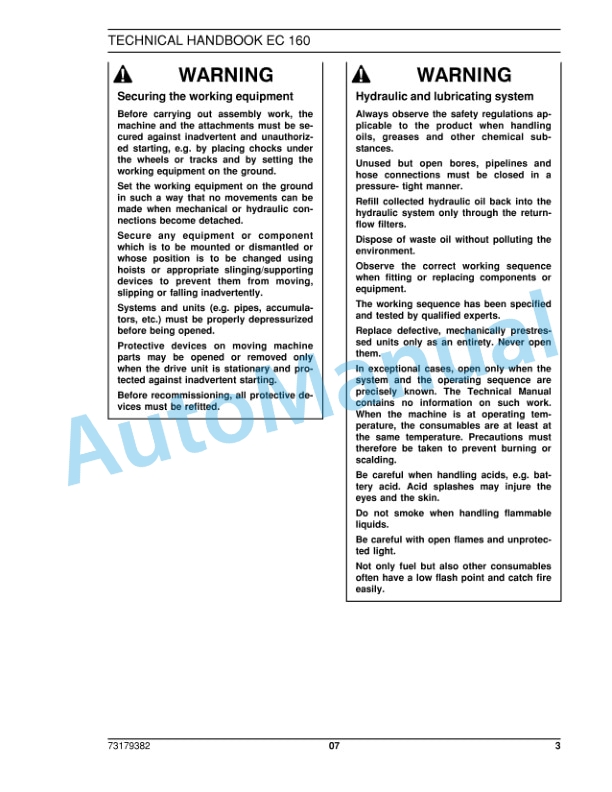 Alternative view of New Holland EC160 Excavator Crawler Service Manual 73179382