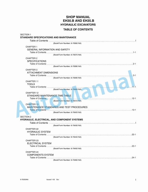 New Holland EH30.B, EH35.B Hydraulic Excavator Shop Manual 6-78350NA