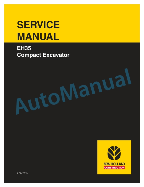 New Holland EH35 Compact Excavator Service Manual 6-75740NA