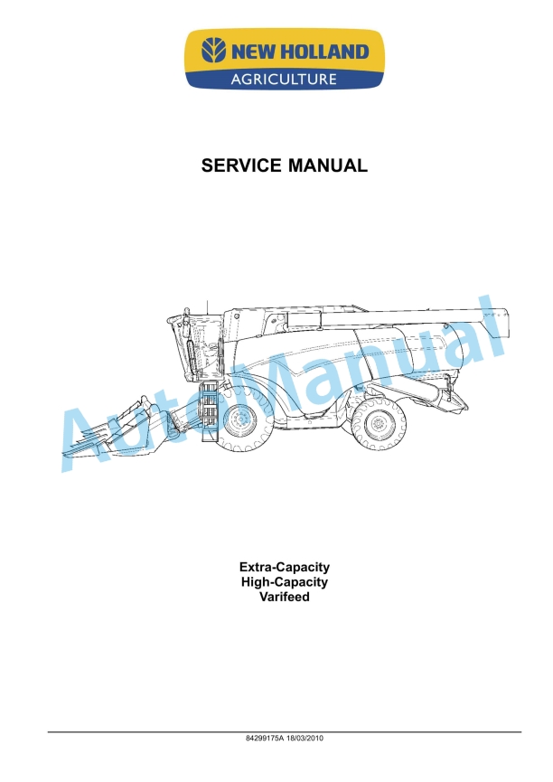 New Holland Extra-Capacity, High-Capacity Varifeed Service Manual 84299175A